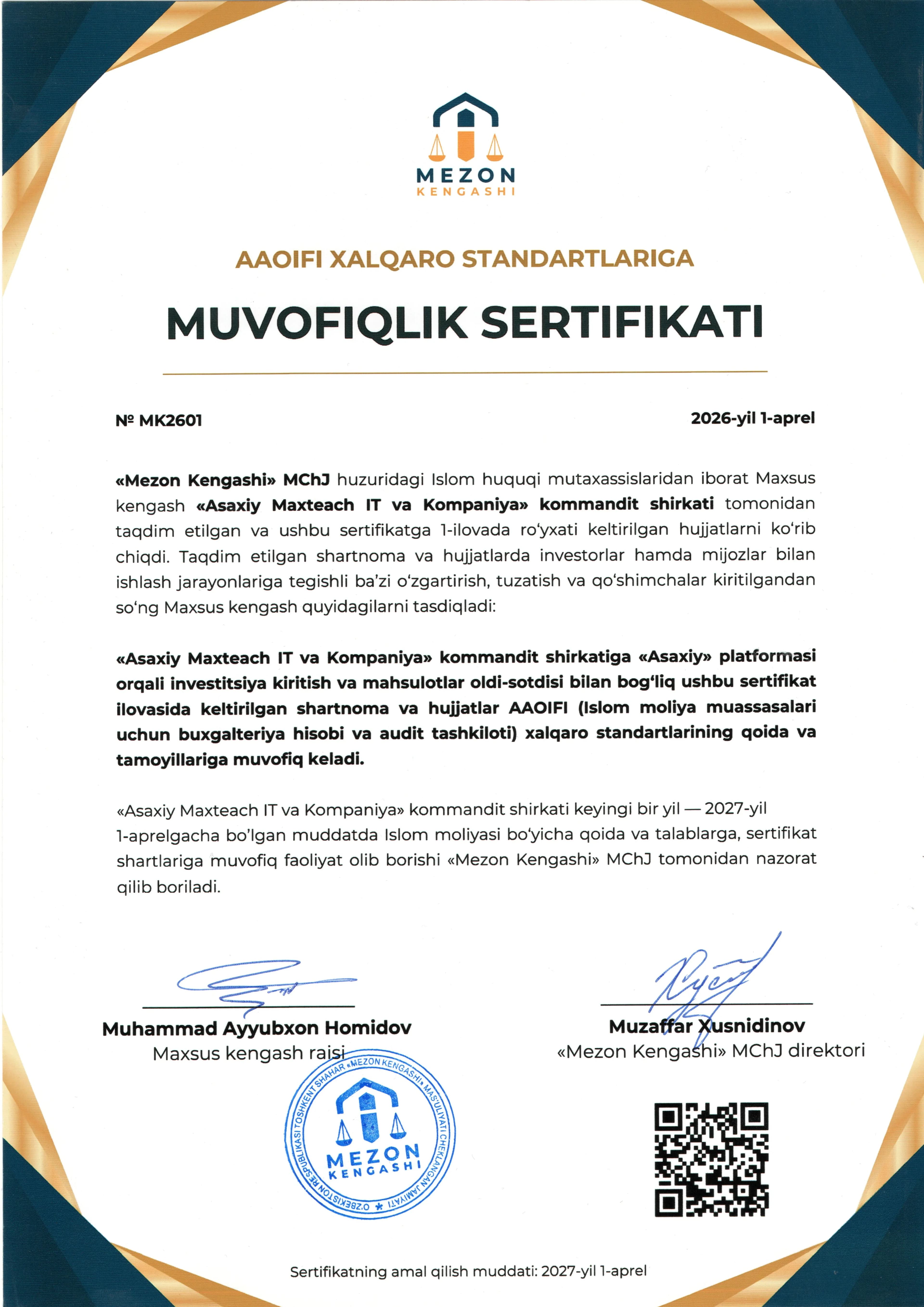 Muvofiqlik sertifikati